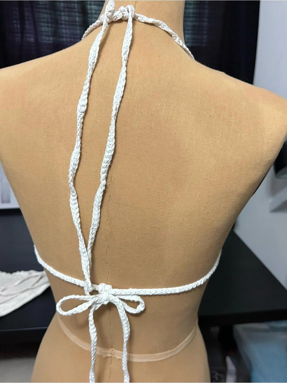 J. Crew Cream Crochet Triangle Bikini top